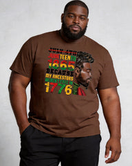 Big & Tall Men's Juneteenth Black Portrait Logo Print Crewneck Short-Sleeve T-Shirt