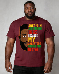 Big & Tall Men's Juneteenth Black Head Slogan Printed Crewneck Short-Sleeved T-Shirt