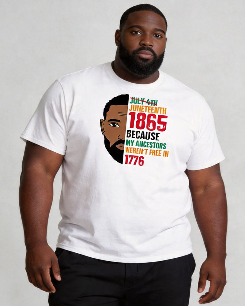 Big & Tall Men's Juneteenth Black Portrait Logo Print Crewneck Short-Sleeve T-Shirt