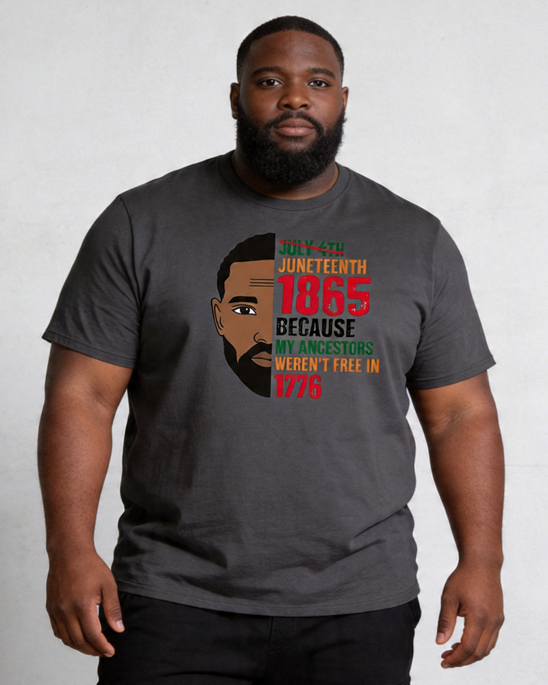 Big & Tall Men's Juneteenth Black Portrait Logo Print Crewneck Short-Sleeve T-Shirt