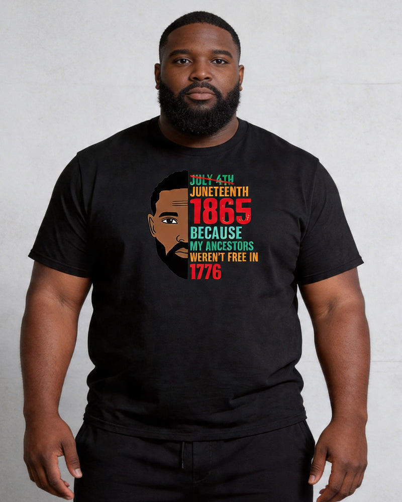 Big & Tall Men's Juneteenth Black Portrait Logo Print Crewneck Short-Sleeve T-Shirt