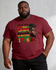 Big & Tall Men's Juneteenth Black Portrait Logo Print Crewneck Short-Sleeve T-Shirt