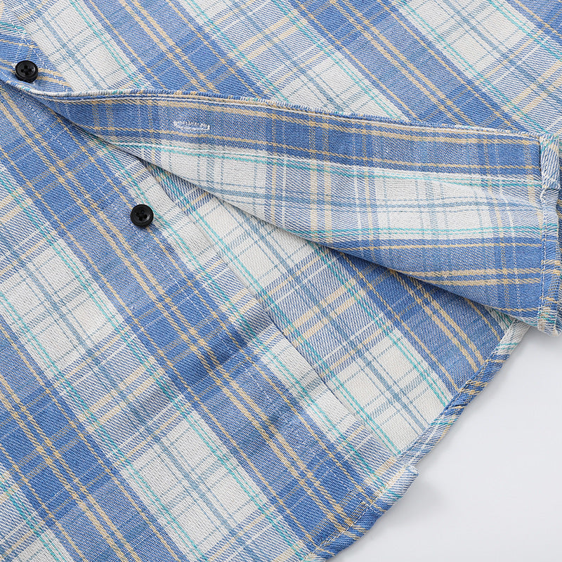 M-4XL Lapel Plaid Shirt