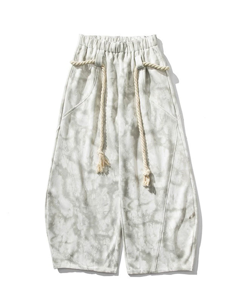 Men's Plus Size Japanese Tie-Dye Thick Rope Trousers