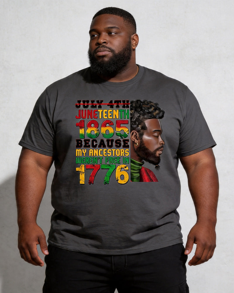 Big & Tall Men's Juneteenth Black Portrait Logo Print Crewneck Short-Sleeve T-Shirt