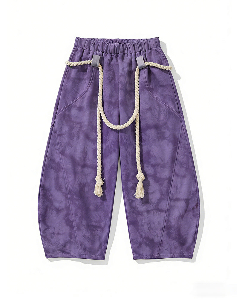 Men's Plus Size Japanese Tie-Dye Thick Rope Trousers