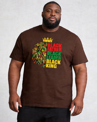 Big & Tall Men's Black Father Lion Red, Yellow, And Green Crown Print Crewneck Short-Sleeve T-Shirt