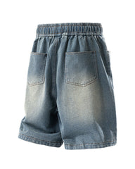 L-9XL Star-Print Denim Loose Straight Casual Shorts