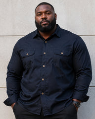 M-6XL Men's Plus Size Cotton Casual Loose Long-sleeved Tooling Shirt