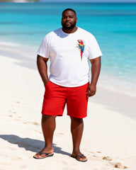 Big & Tall Men's Parrot Print Crewneck Short Sleeve T-Shirt Shorts Set