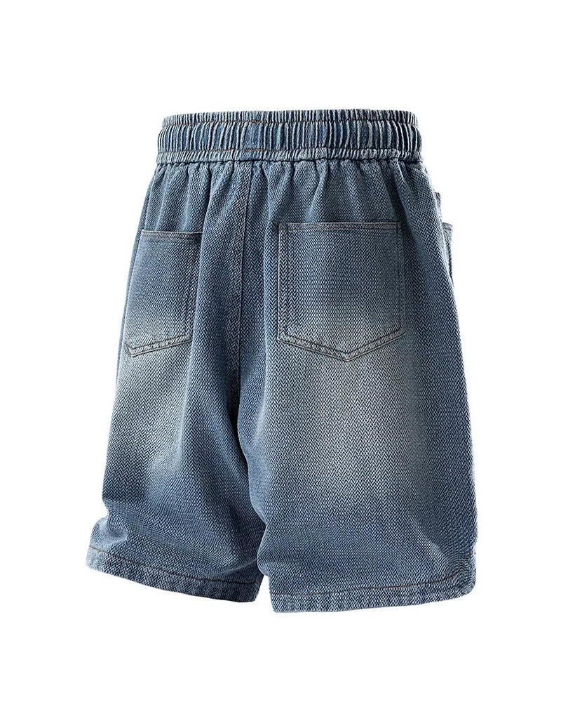 L-9XL Star-Print Denim Loose Straight Casual Shorts