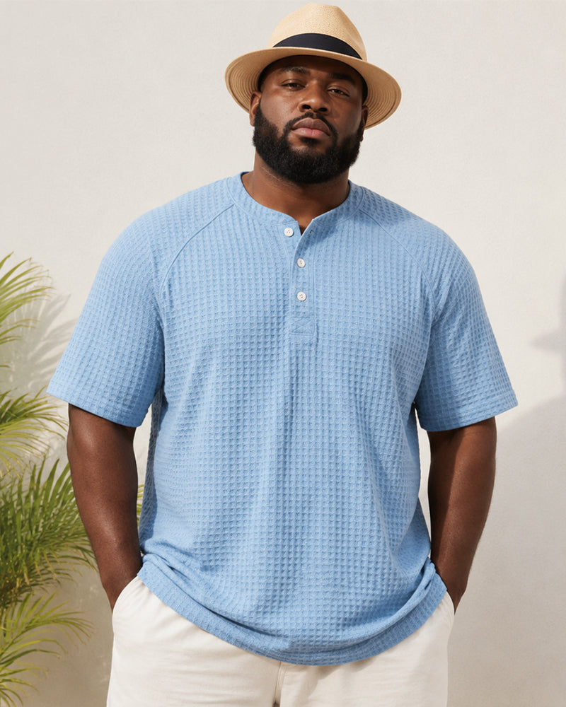XS-6XL Large Waffle Men's Short-sleeved T-shirt