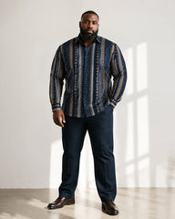 Big & Tall Men’s Retro Vertical Stripe And Polka-Dot Print Long-Sleeve Shirt And Pants Set