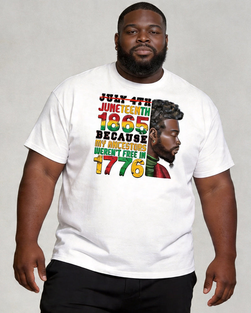 Big & Tall Men's Juneteenth Black Portrait Logo Print Crewneck Short-Sleeve T-Shirt
