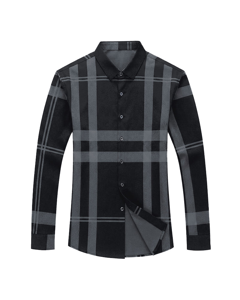 M-4XL Business Classic Plaid Men's Long Sleeve Shirt