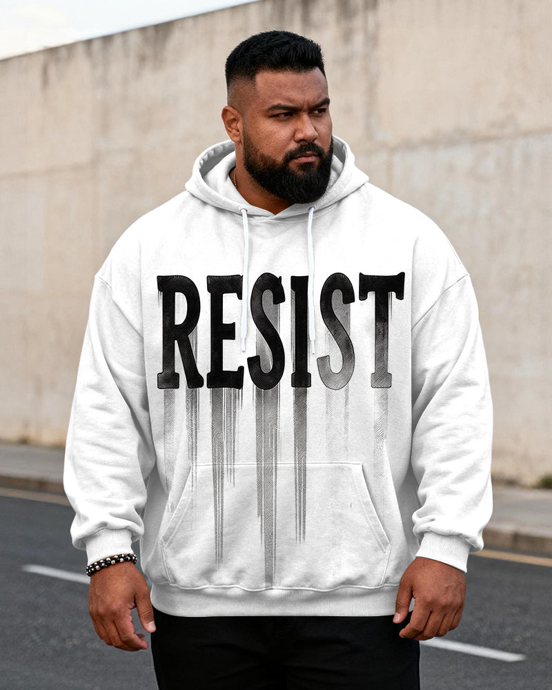 Big & Tall Men's "RESIST Declaration Of Resistance" Graffiti Print Hoodie