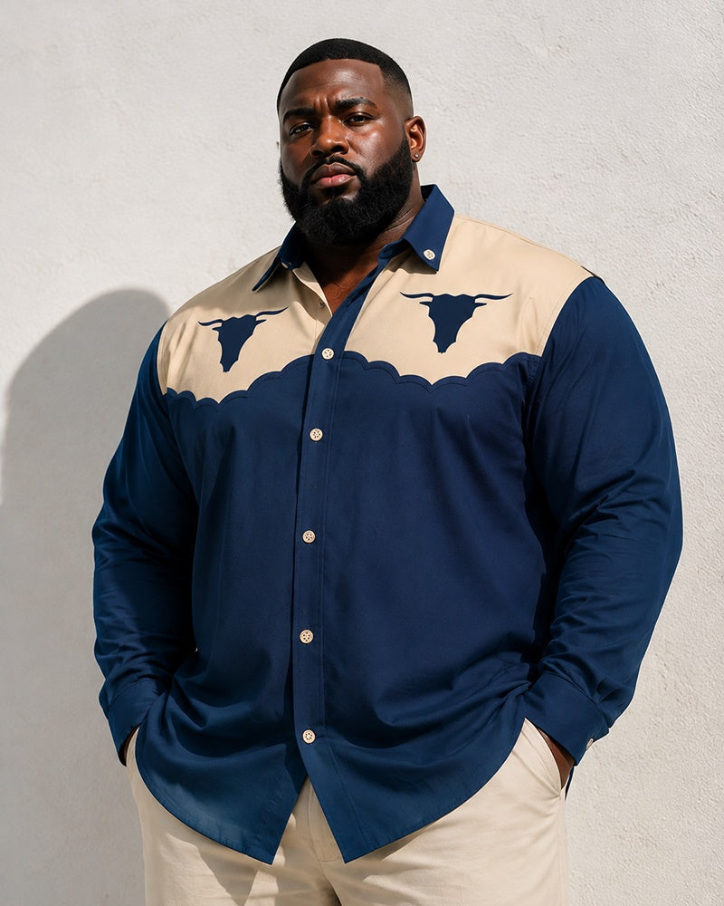 Big & Tall Men's Western Tau Print Long Sleeve Shirt