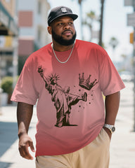 Big & Tall Men's Statue Of Liberty "Kick Crown" American Graffiti Print Short Sleeve T-Shirt