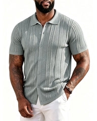 S-4XL Men's Knitted Short-sleeved Button Polo Shirt