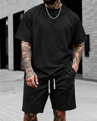4XL-11XL Plus Size Men's Two-Piece Short-Sleeved Shorts