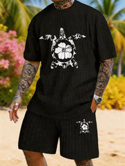 Hibiscus Flower Turtle Totem Print Texture Large Size Holiday Set