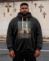 Big & Tall Men's HE LEFT THE 99 Lamb Faith Letter Print Hoodie