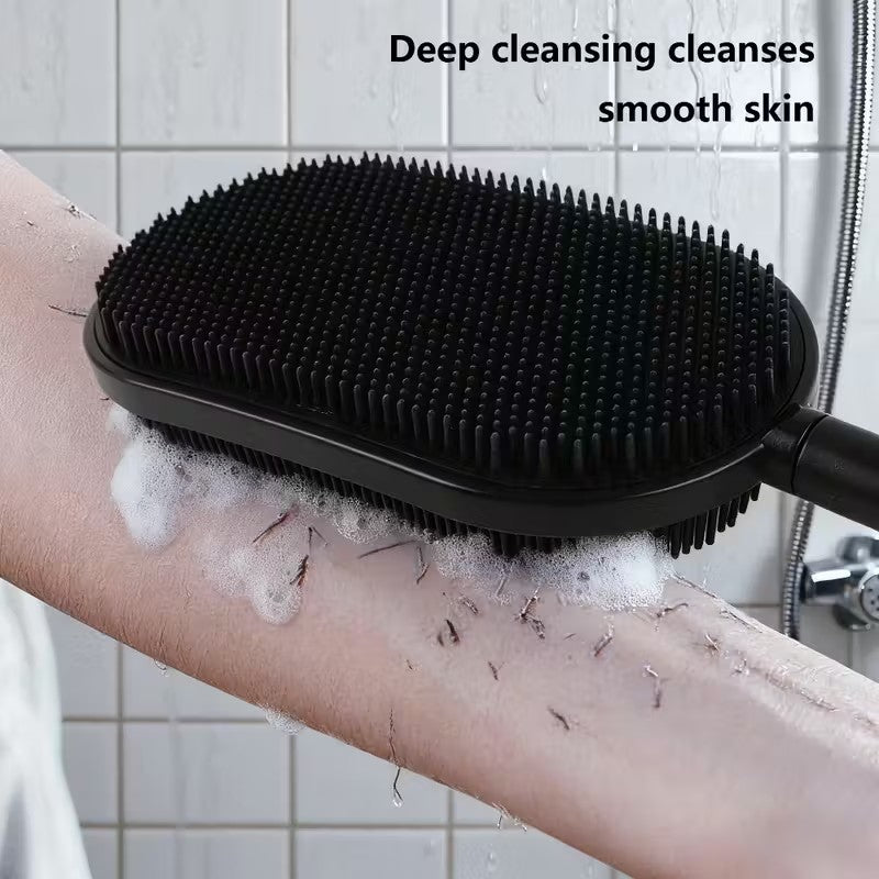 Back Brush for Showering - 27.5-Inch Adjustable Handle with Dual Exfoliating And Massaging Features, Long-Handled Bath Brush with Soft/Granular Texture.
