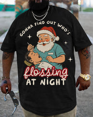 Big & Tall Men's Funny Dental Santa Cotton T-Shirt