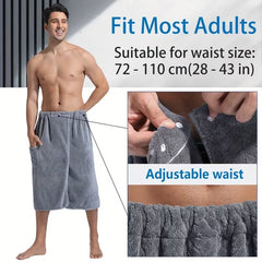 1pc 82*155cm 280gsm suitable for M-XXXL Men's bath skirt bath towel plus size bath skirt suitable for home, travel, steaming, spa, beach, 32.28*61in