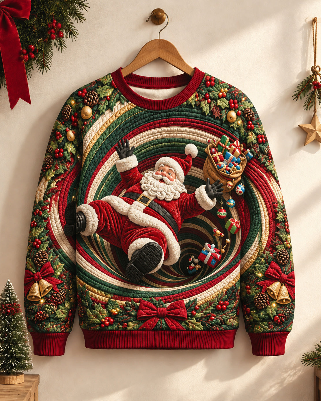 Big & Tall Men's A Santa Claus Laughing Heartily Quilted Sweatshirt