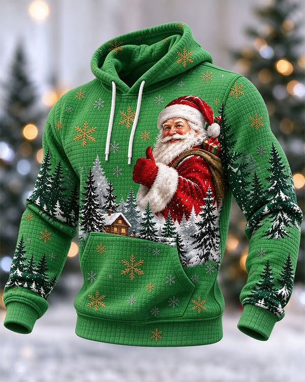Big & Tall Men's Santa Forest Waffle-Knit Hoodie