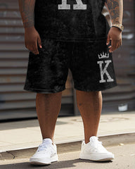 Street Casual King With Crown Distressed Print Large Men's Suit