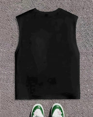 Men's Plus Size Street Fashion Go Away Alphabet Print Round Neck Sleeveless Vest