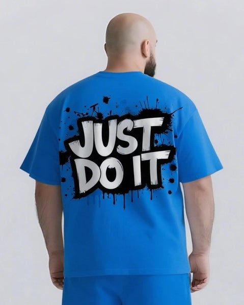 Don’t Think Just Do It Big & Tall Men's Lettering Simple Short-Sleeve T-shirt 2-Piece Set
