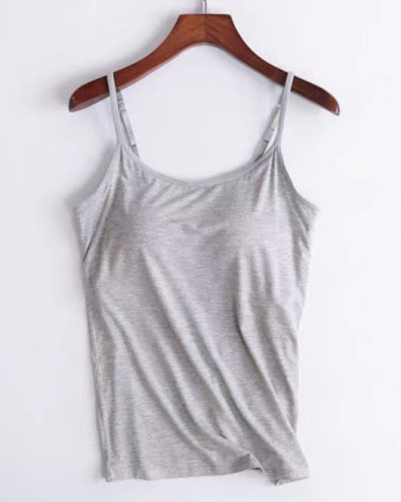 S-6XL Women's Plus Size Solid Color Long Modal Camisole With Chest Pad