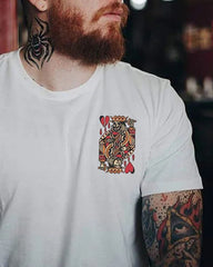 Men's Plus Size Street Fashion Playing Card Skull Print Round Neck Short Sleeve T-Shirt