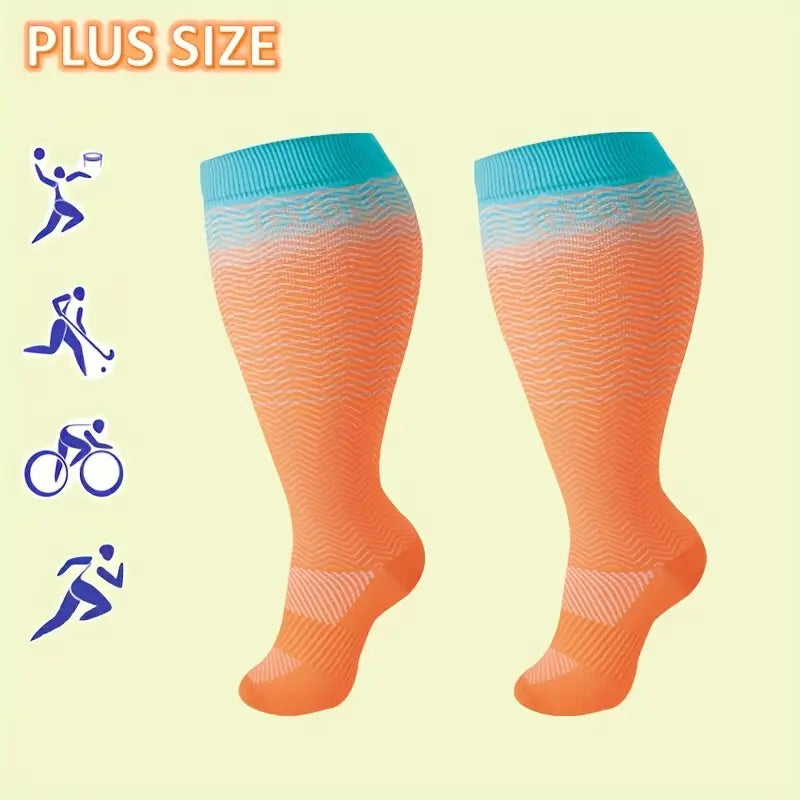 2XL-7XL Colorful Striped Running Fitness Compression Socks,For Obese Men And Women Sports Socks