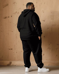 Big & Tall Men Fall/Winter Joker Black Sports Letter Printed Hoodie Suit