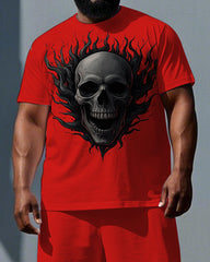 We’re All Bones Underneath Big & Tall Men's Skull Print Casual Short Sleeve T-shirt & Shorts Set