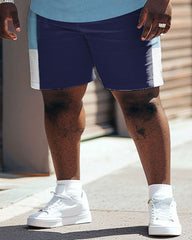 Street Casual Colorblock Large Men's Short Sleeve T-shirt & Shorts Set