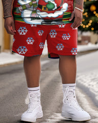 Big Guys Santa Snowflake Elk Short Sleeve Shorts Set