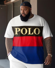 Men's Plus Size Color Matching POLO Two-Piece Set