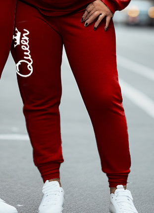 Couple Big Casual Outfit Red King and Queen Hoodie Set