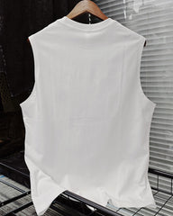 L-2XL Street Fashion White Chain Gothic Hee Letter Printed Round Neck Sleeveless Vest