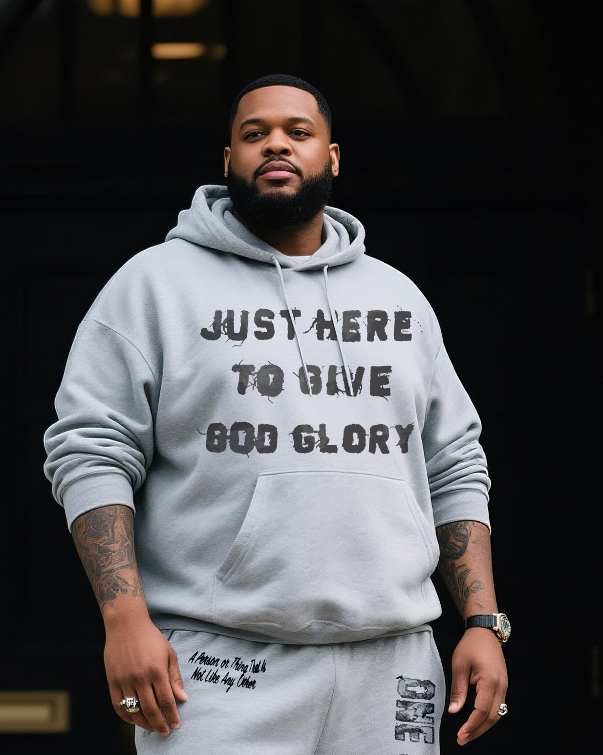 Big & Tall Men's Daily Leisure. JUST HERE TO BIVE GOD GLORY. Hoodie Shorts Suit