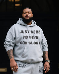 Big & Tall Men's Daily Leisure. JUST HERE TO BIVE GOD GLORY. Hoodie Shorts Suit