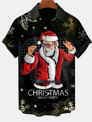 Men's Merry Christmas Santa Singer Plus Size Christmas Tree Short Sleeve Shirt
