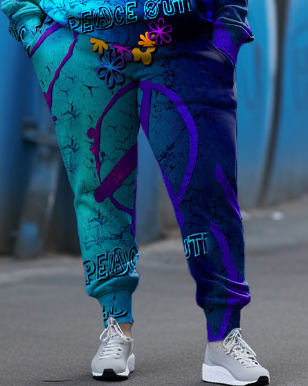 Women's Big and Tall Blue Floral Peace Hoodie Set (Pack of 2)