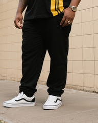Big Boy's Daily Casual Black Spell Turmeric Striped Round Neck Short-sleeved T-shirt Trousers