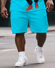Men's Fashion Jacket Gorillas Cartoon Print Big & Tall Laid-back Short-Sleeve T-shirt & Short Set